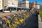 France, Isere, Grenoble, Place de la Gare, Métrovélo bikes for rent