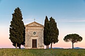 Italy, Tuscany, Val d'Orcia listed as World Heritage by UNESCO, San Quirico d'Orcia, Madonna di Vitalita chapel