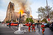 Frankreich, Paris, Gebiet, das zum UNESCO-Welterbe gehört, Kathedrale Notre-Dame de Paris, Feuer, das die Kathedrale am 15. April 2019 verwüstet hat