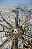 Frankreich, Paris (75), Place de l'Etoile und Arc de Triomphe (Luftaufnahme)