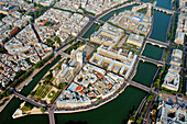 Frankreich, Paris, von der UNESCO zum Weltkulturerbe erklärtes Gebiet, Kathedrale Notre-Dame auf der Ile de la Cite (Luftaufnahme)
