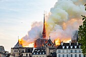 France, Paris, area listed as World Heritage by UNESCO, Ile de la Cite, Notre-Dame Cathedral, the big fire that ravaged the cathedral on April 15, 2019