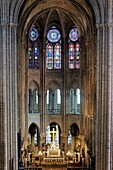 France, Paris, area listed as World Heritage by UNESCO, Ile de la Cite, Notre Dame Cathedral, stained-glass windows of the choir