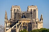 France, Paris, Notre Dame de Paris Cathedral, two days after the fire, April 17, 2019