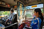 Sri Lanka, Northern province, Mannar island, Thalvupadu village, local bus