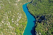 France, Alpes de Haute Provence, Quinson, Regional Natural Park of Verdon, low Gorges du Verdon (aerial view)