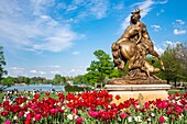 France, Rhone, Lyon, Parc de la Tête d'Or (Park of the Golden Head), Centauresse et Faune statue by sculptor Augustin Courtet (1849)