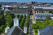 Germany, Baden Wurttemberg, Karlsruhe, View of the Wald Strasse from the top of the castle tower Karlsruhe