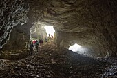 France, Isere, Trieves, massif Devoluy, hiking to the cave of Fetoure, inside the cave