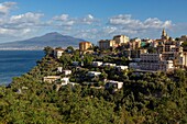 Italy, Campania, Gulf of Naples, Sorrento Peninsula, Sorrente, in the background, Vesuvius