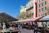 Frankreich, Alpes Maritimes, Nizza, von der UNESCO zum Weltkulturerbe erklärt, altes Nizza-Viertel, Cours Saleya Markt, Gemüsestand