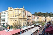 Frankreich, Alpes Maritimes, Nizza, von der UNESCO zum Weltkulturerbe erklärt, Stadtteil Alt-Nizza, Markt Cours Saleya, Kapelle Misericorde aus dem achtzehnten Jahrhundert