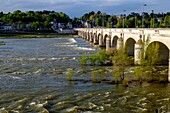 France, Indre et Loire, Loire valley, Tours, the Loire river and the wilson bridge dated 18 th century
