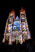 France, Indre et Loire, Loire valley, Tours, Cathedral of Saint Gatien, dated 13 to 16 th centuries, gothic style, sound and light show