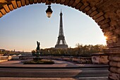 France, Paris, area listed as World Heritage by UNESCO, Eiffel Tower from Bir-Hakeim bridge