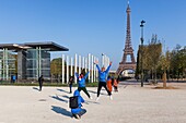 France, Paris, area listed as World Heritage by UNESCO, Eiffel Tower, Champs de Mars and the Peace Wall of Jean Michel Wilmotte and Clara Halter