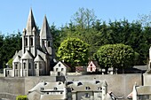 France, Indre et Loire, Loire valley listed as World Heritage by UNESCO, Amboise, Mini-Chateau Park, model of abbey and city of Loches