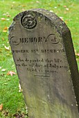 Canada, New Brunswick, Saint John, gravestone at the Loyalist Burial Ground, historic cemetary dating from 1784