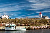 Canada, Nova Scotia, Cabot Trail, Neils Harbour, Cape Breton HIghlands National Park, town and lighthouse
