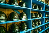Canada, Nova Scotia, Glace Bay, Cape Breton Miners Museum, coal mining history museum, miner's helmets