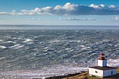 Kanada, Neuschottland, Advocate Harbour, Cape d'Or Leuchtturm an der Bay of Fundy, morgens