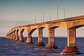 Canada, Prince Edward Island, Borden, Confederation Bridge, on the Northumberland Straight, dawn