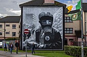 Vereinigtes Königreich, Nordirland, Ulster, Grafschaft Derry, Derry, das katholische Viertel Bogside, die Schlacht von Bogside 1969 Wandgemälde