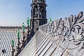 France, Paris, zone listed as World Heritage by UNESCO, Notre-Dame cathedral on the City island, the lead roof with the apostles statues and the spire (archive)