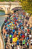 Frankreich, Paris, von der UNESCO zum Weltkulturerbe erklärtes Gebiet, Quai de Gesvres, Paris-Marathon, 14. April 2019