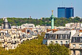 France, Paris, the column of the Bastille and the Mercurial towers