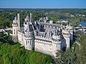 France, Oise, the castle of Pierrefonds (aerial view)