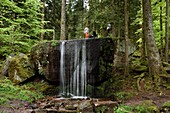 France, Vosges, Saint Die des Vosges, Ormont Massif, forest, waterfall Molières