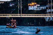 Portugal, Porto, Ribeira-Viertel, Hafenbecken des Douro, Dom-Luis-Brücke