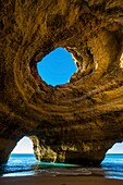 Portugal, Algarve, Benagil, marine cave shaped as a seashell