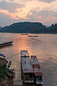 Laos, Luang Prabang, boat on the Mekong river