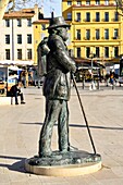 France, Bouches du Rhone, Aix en Provence, the Rotonda square, Paul Cezanne statue