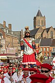 France, Nord, Cassel, spring carnival, parade of the heads and dance of the Giants Reuze dad and Reuze mom, listed as intangible cultural heritage of humanity