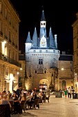 France, Gironde, Bordeaux, district a World Heritage Site by UNESCO, district of Saint Peter, place du Palais,15th century Gothic Cailhau gate