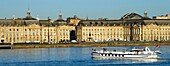 France, Gironde, Bordeaux, area listed as World Heritage by UNESCO, the banks of the Garonne river and the buildings of Bourse square