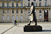 France, Gironde, Bordeaux, area listed as World Heritage by UNESCO, district of the Town Hall, Pey Berland Square, statue representing Jacques Chaban-Delmas by Jean Cardot