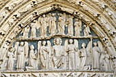 France, Gironde, Bordeaux, area listed as World Heritage by UNESCO, district of the Town Hall, Pey Berland Square, Saint Andre Cathedral, the tympanum of the royal portal