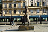 France, Gironde, Bordeaux, area listed as World Heritage by UNESCO, district of the Town Hall, Pey Berland Square, statue representing Jacques Chaban-Delmas by Jean Cardot