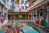 View of colourful street in Chinatown, Port Louis, Mauritius, Indian Ocean, Africa