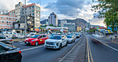 View of buildings and traffic in Port Louis, Port Louis, Mauritius, Indian Ocean, Africa