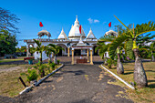 View of Grand Baie Mandir Hindu Temple on sunny day, Mauritius, Indian Ocean, Africa