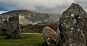 Castlerigg Stone Circle, prähistorisches Monument in der Nähe von Keswick, Lake District National Park, UNESCO-Weltkulturerbe, Cumbria, England, Vereinigtes Königreich, Europa