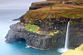 Gasadulur waterfall, Vagar, Faroe Islands, Denmark, North Atlantic