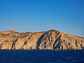 Blick auf den Armenistis-Leuchtturm, Insel Mykonos, Kykladen, Griechische Inseln, Griechenland, Europa