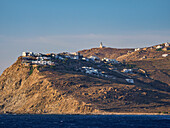 View towards the Armenistis Lighthouse, Mykonos Island, Cyclades, Greek Islands, Greece, Europe