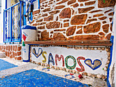 Die Blaue Straße, Detailaufnahme, Pythagoreio, Insel Samos, Nord-Ägäis, Griechische Inseln, Griechenland, Europa